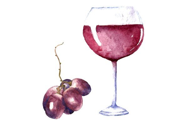 Illustrazione da bicchiere da vino con uva 